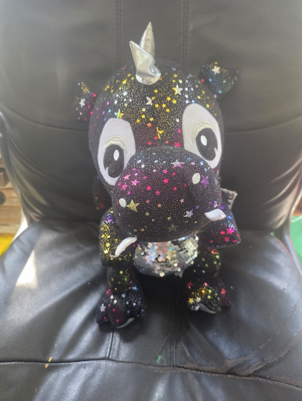 Caravan soft toys Galaxy Dragon 16" Plush Metallic Black Red Stars